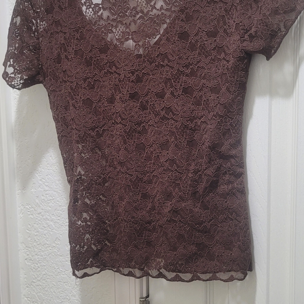 212 Collection Lace Top in Rich Brown